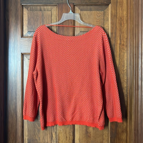 Worthington Textured Orange Chevron Striped Sweater, XL - Picture 2 of 3